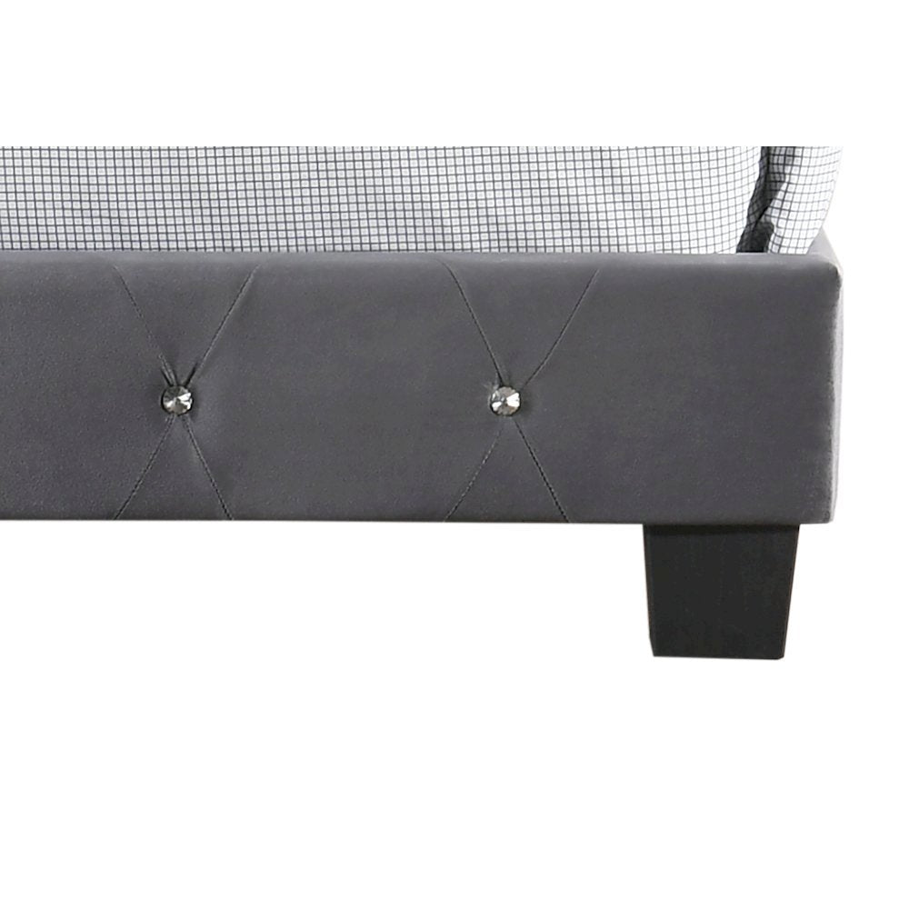 Gray Twin Bed with Headboard, Twin Platform Bed Frame for Adults
