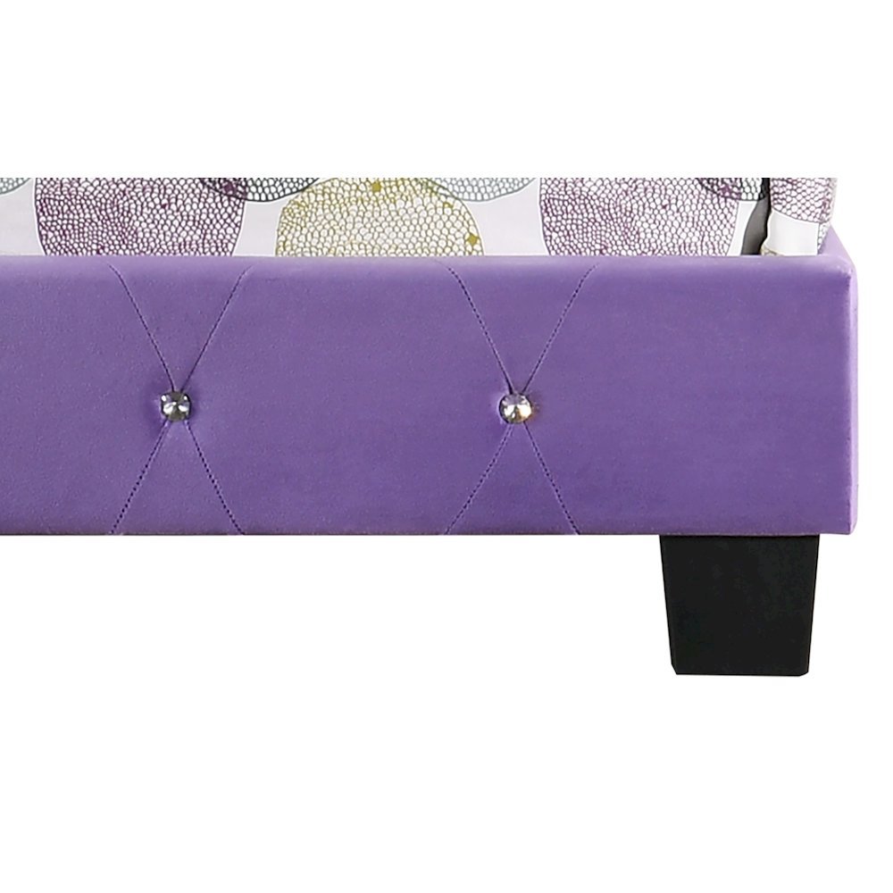 Elegant Purple Queen Bed Frame for Girls With Tufted Upholstered Design