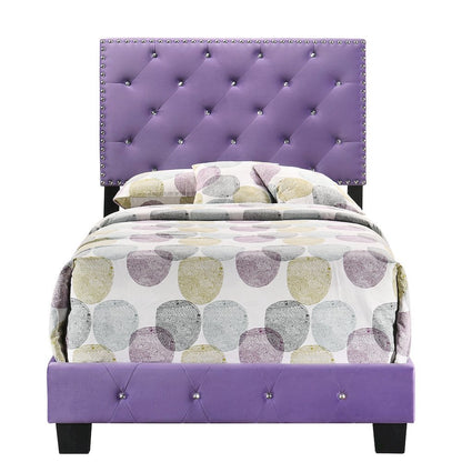Modern Purple Twin Bed Frame, Stylish Platform Bed for Youth Rooms
