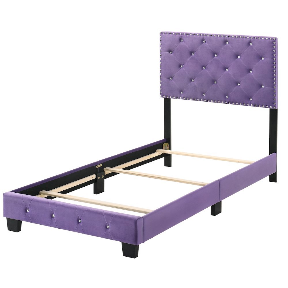 Modern Purple Twin Bed Frame, Stylish Platform Bed for Youth Rooms
