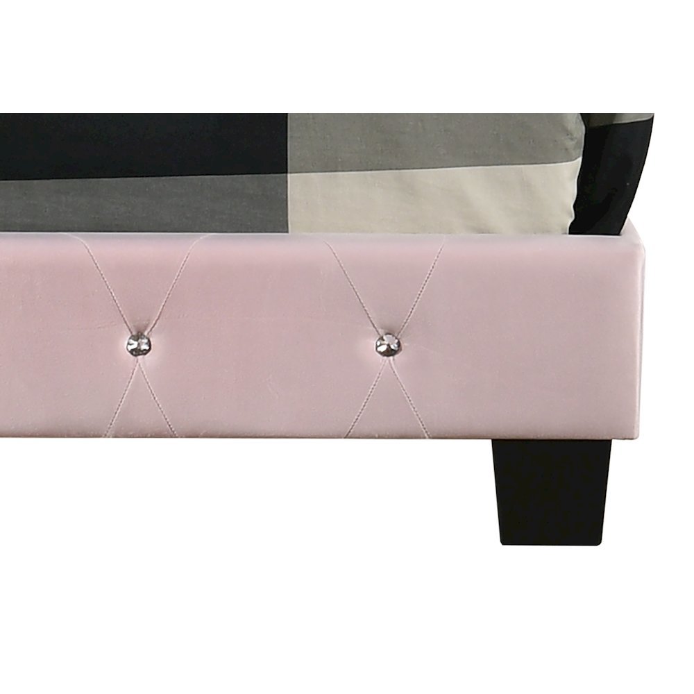 Charming Pink Girls Twin Bed Frame with Tufted Headboard and Footboard