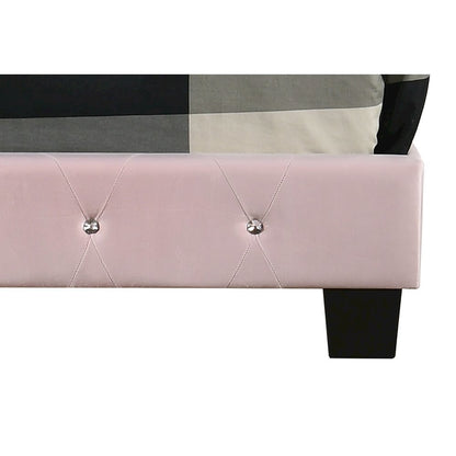 Charming Pink Girls Twin Bed Frame with Tufted Headboard and Footboard