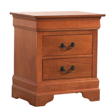 Wooden Nightstand with 2 Drawers in Oak Finish for Bedroom Use