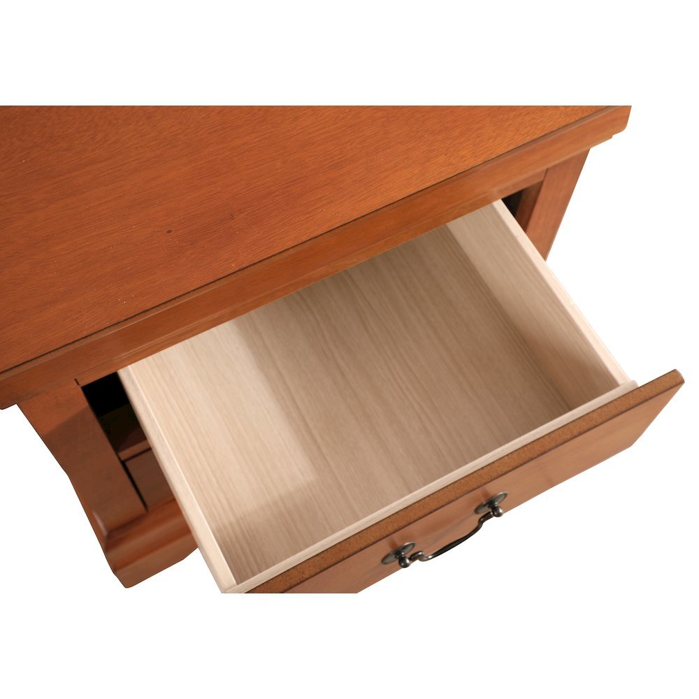 Wooden Nightstand with 2 Drawers in Oak Finish for Bedroom Use