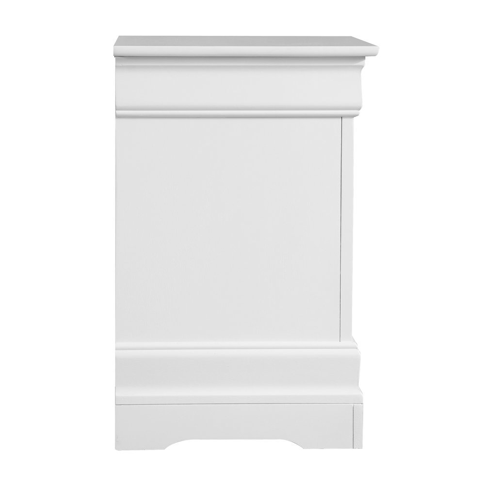 White Wood 2 Drawer Nightstand, Traditional Bedside Table with Storage