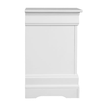 White Wood 2 Drawer Nightstand, Traditional Bedside Table with Storage
