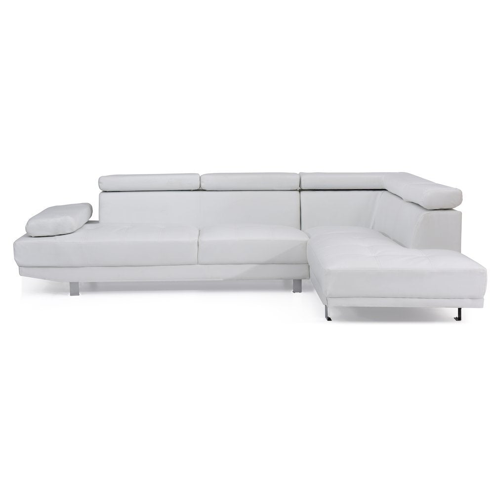 White Leather Sectional Couch with Faux Upholstery for Living Room