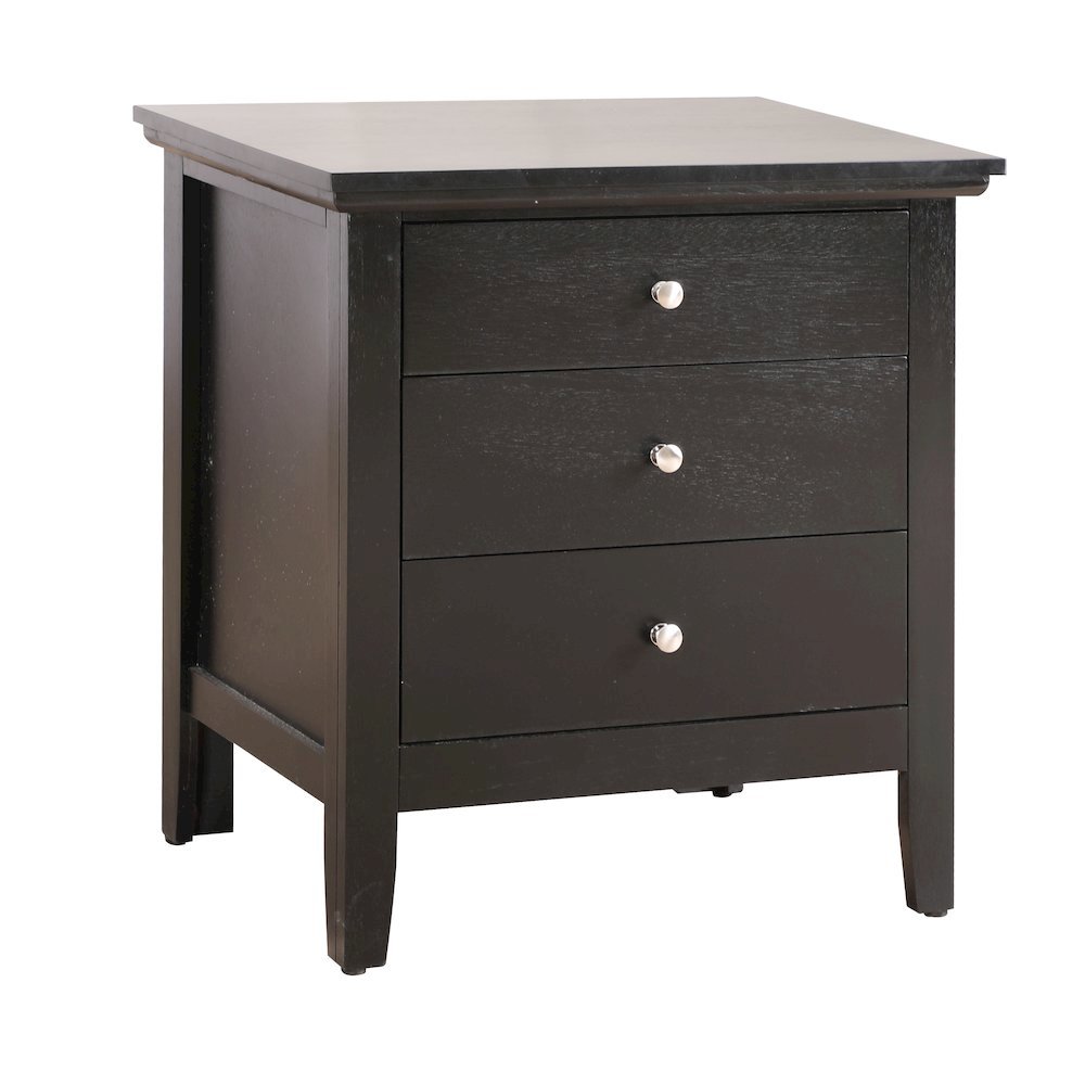 Black 3 Drawer Nightstand with Storage Organizer for Modern Bedrooms