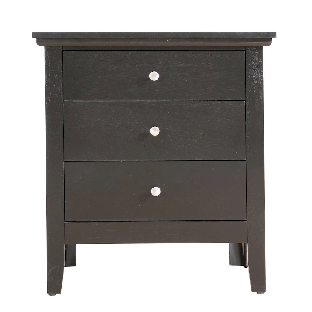 Black 3 Drawer Nightstand with Storage Organizer for Modern Bedrooms