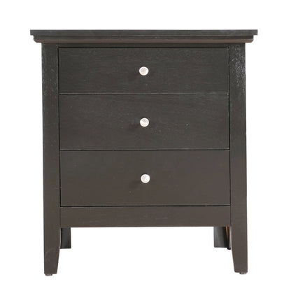 Black 3 Drawer Nightstand with Storage Organizer for Modern Bedrooms