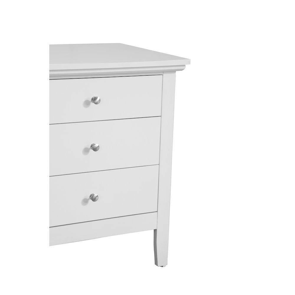 White 3 Drawer Nightstand, Wooden Bedside Table with Ample Storage Space