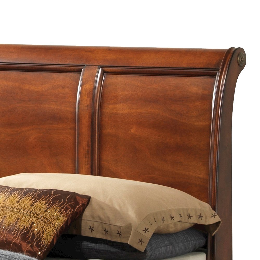 Queen Bed Frame with 6 Drawers in Rich Oak Wood Finish