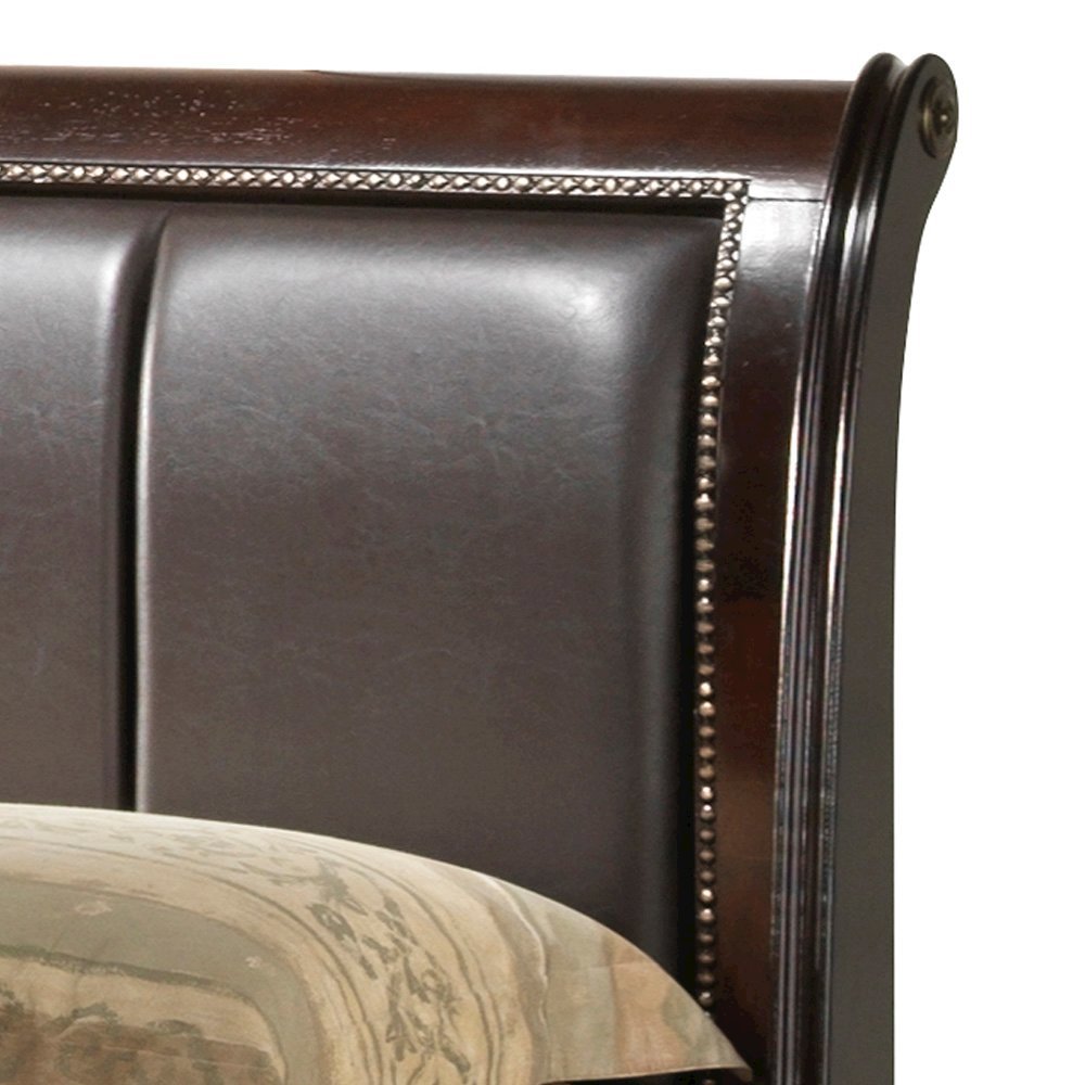 Brown King Size Bed Frame With 6 Drawers And Solid Wood Accents