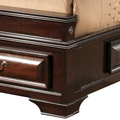 King Size Bed Frame with 6 Storage Drawers in Cappuccino Wood Finish
