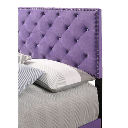 Elegant Purple Full Bed Frame, Kids Full Size Bed with Modern Design