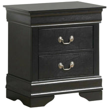 Black Wood Nightstand with Dovetailed Drawers and Traditional Design