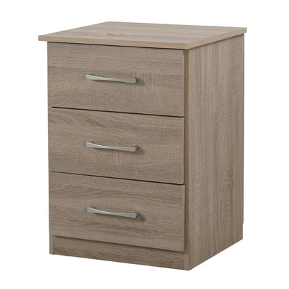 Sandle Wood Nightstand with 3 Drawers and Contemporary Design