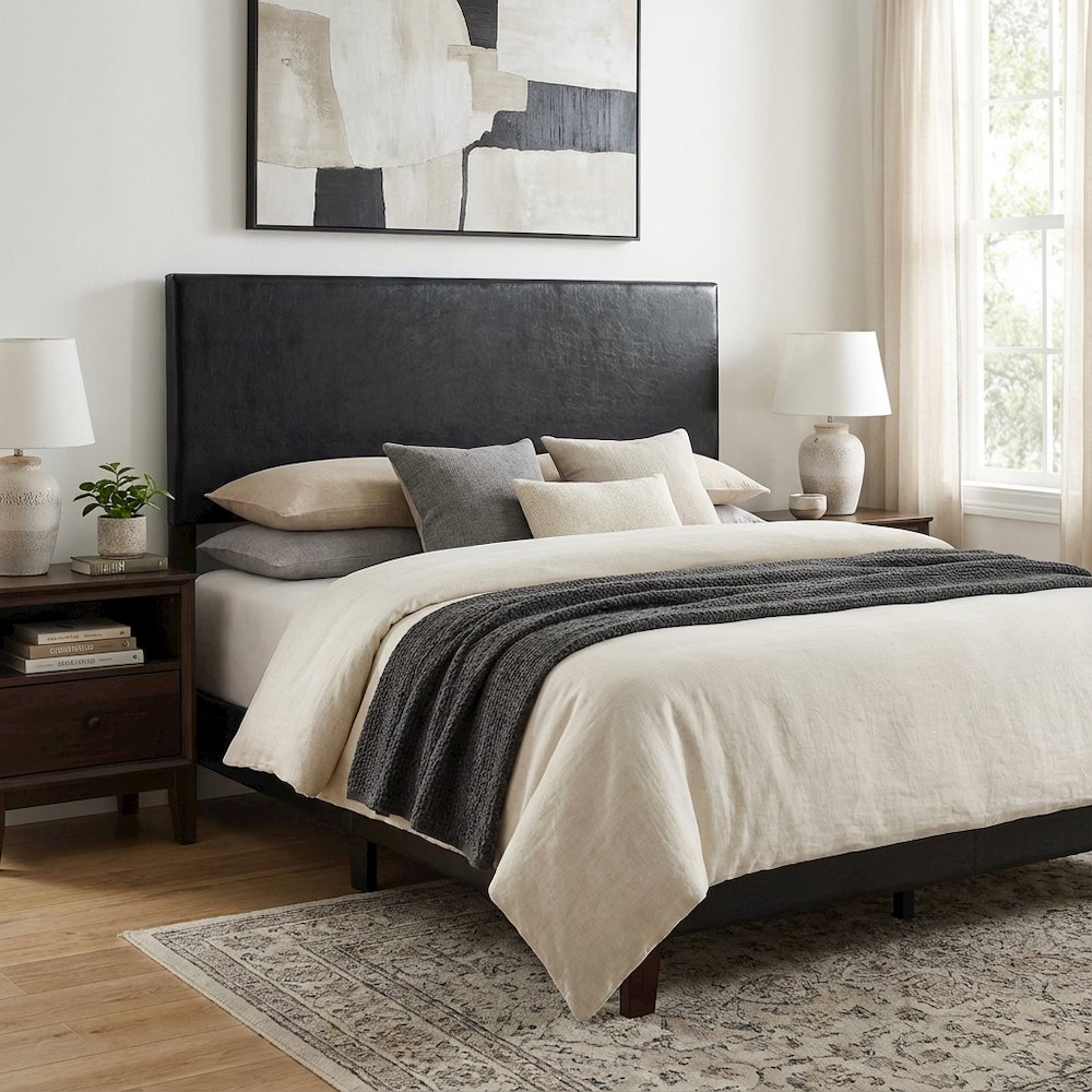 Black King Headboard with Casual Style Frame Construction and Durable Build