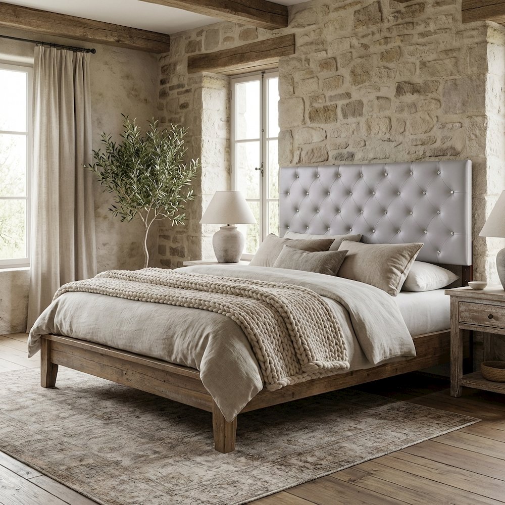 Light Gray Queen Headboard with Casual Style and Durable Frame Construction