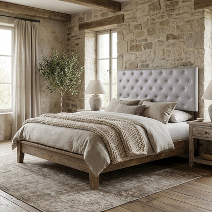 Light Gray Queen Headboard with Casual Style and Durable Frame Construction
