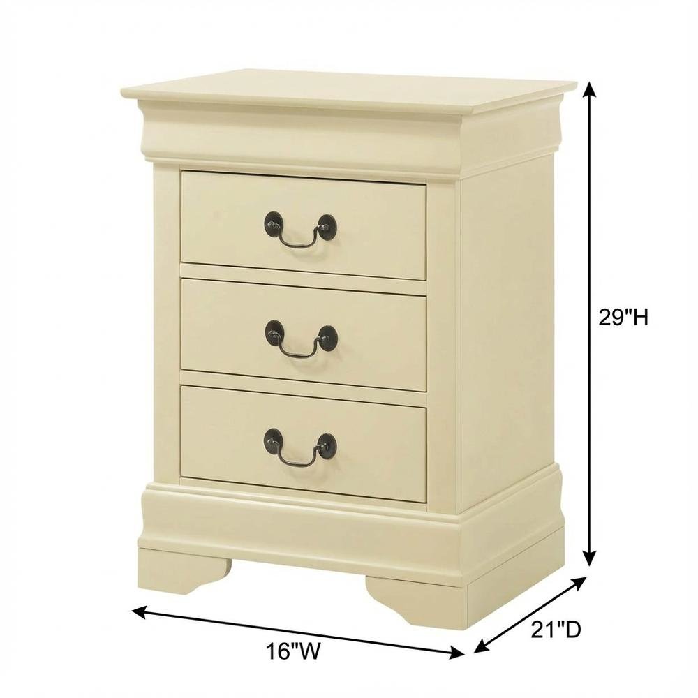 Beige Nightstand with Traditional Style and Multiple Drawers