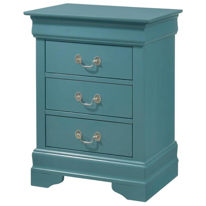 Teal Night Stand with Traditional Design and Ottoman-Style Storage