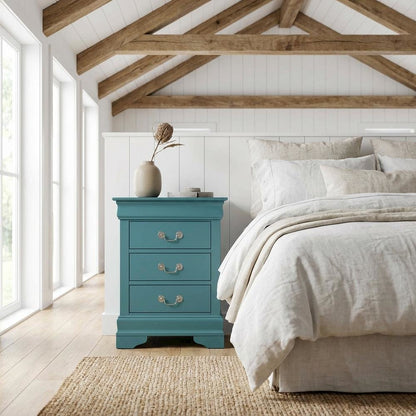Teal Night Stand with Traditional Design and Ottoman-Style Storage