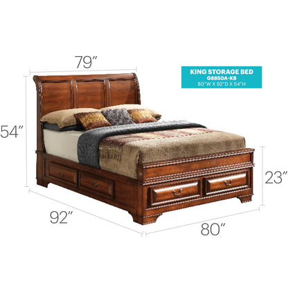 Glory Furniture LaVita King Storage Bed in Oak Color