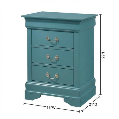 Teal Night Stand with Traditional Design and Ottoman-Style Storage