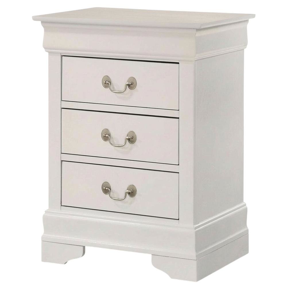 White Night Stand with Traditional Style and 3 Drawers