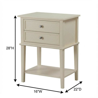 Beige Nightstand with Dovetailed Drawers and Contemporary Style
