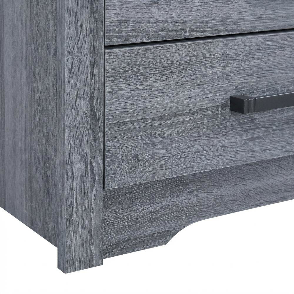 Gray Bedroom Nightstand with 3 Drawers and Metal Glides, Contemporary Style