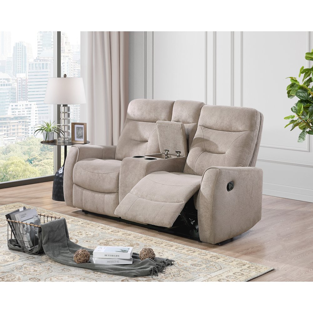 Glory Furniture Paterson Loveseat With Console, Beige