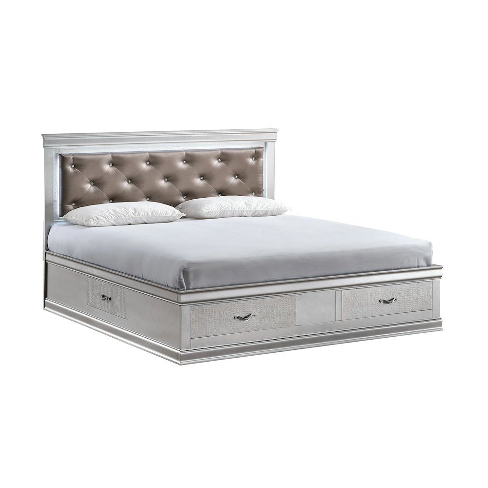 Glory Furniture Lorana King Bed, Silver Champagne Color