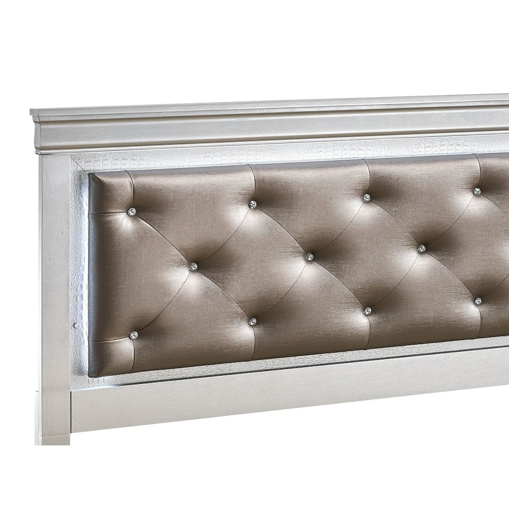 Glory Furniture Lorana King Bed, Silver Champagne Color