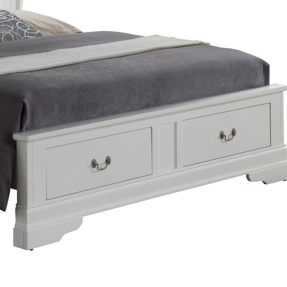 Glory Furniture Louis Phillipe King Storage Bed in White Color