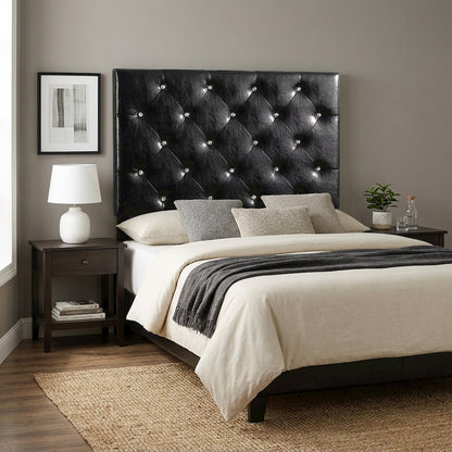 Black Twin Headboard with Casual Frame Construction and Screwed Bolted Design