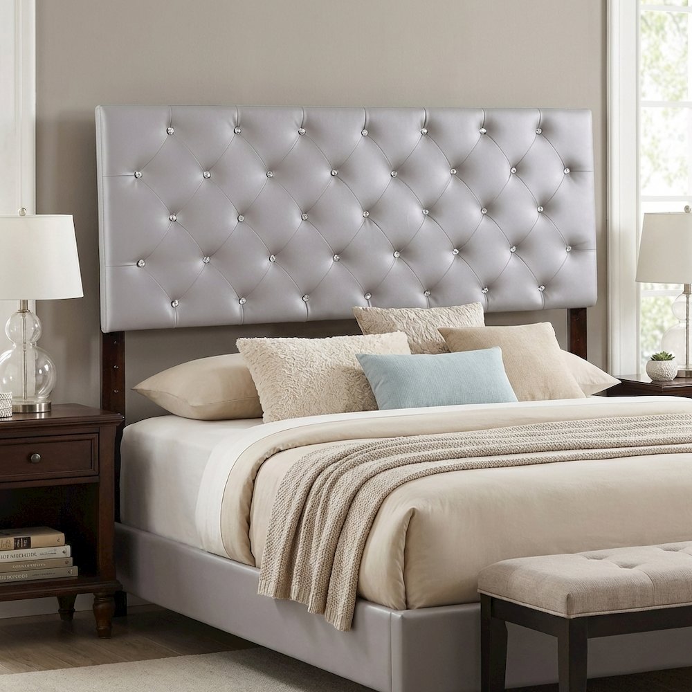Light Gray Queen Headboard with Casual Style and Durable Frame Construction