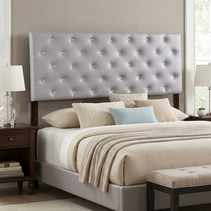 Light Gray Queen Headboard with Casual Style and Durable Frame Construction