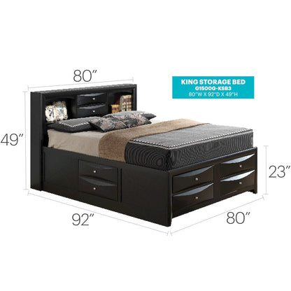 Glory Furniture Marilla King Storage Bed in Black Color