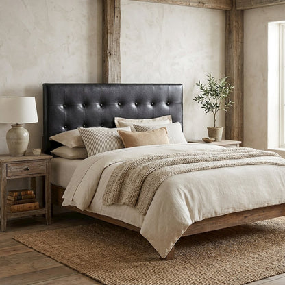 Black King Headboard with Casual Style Frame Construction and Bolted Design