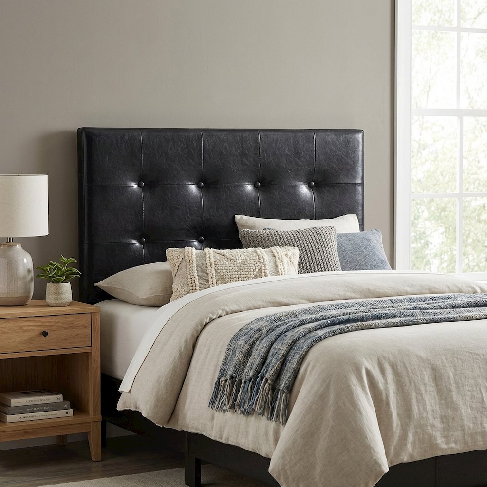 Black Twin Headboard with Casual Style and Sturdy Frame Construction