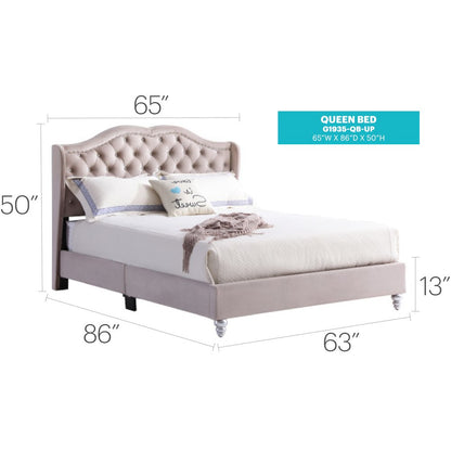 Glory Furniture Joy Queen Bed in Beige Color
