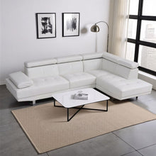 White Leather Sectional Couch with Faux Upholstery for Living Room