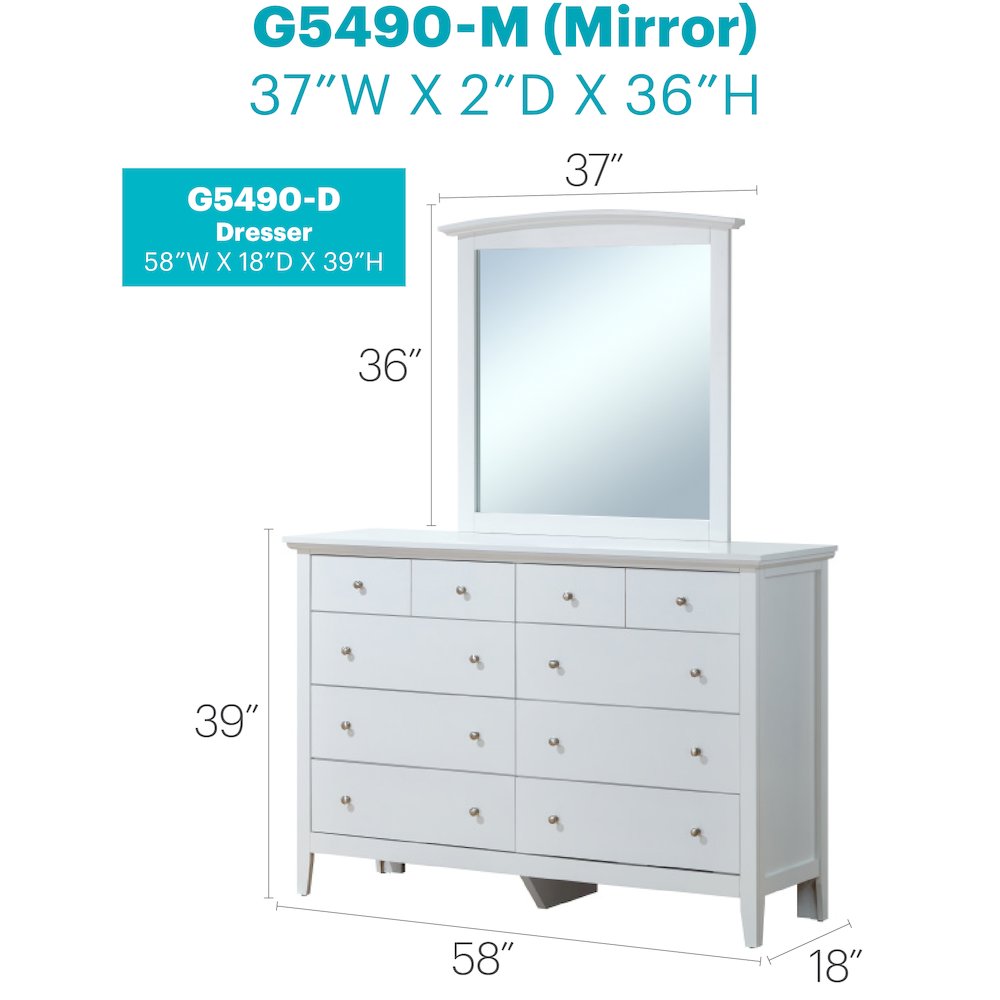 Glory Furniture Hammond Dresser in White Color