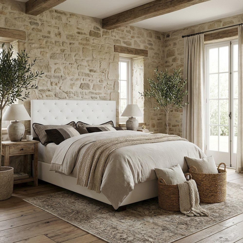 White King Headboard with Casual Design and Durable Frame Construction