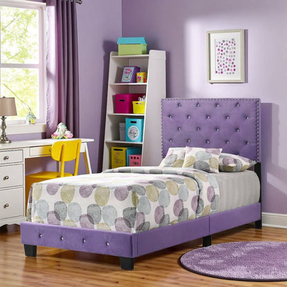 Modern Purple Twin Bed Frame, Stylish Platform Bed for Youth Rooms