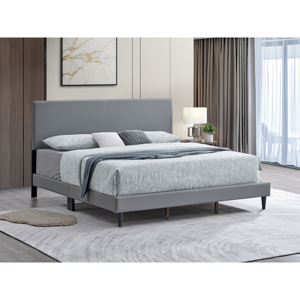 Baron King Size Platform Bed, Light Grey