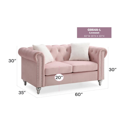 Glory Furniture Raisa Loveseat in Pink Color