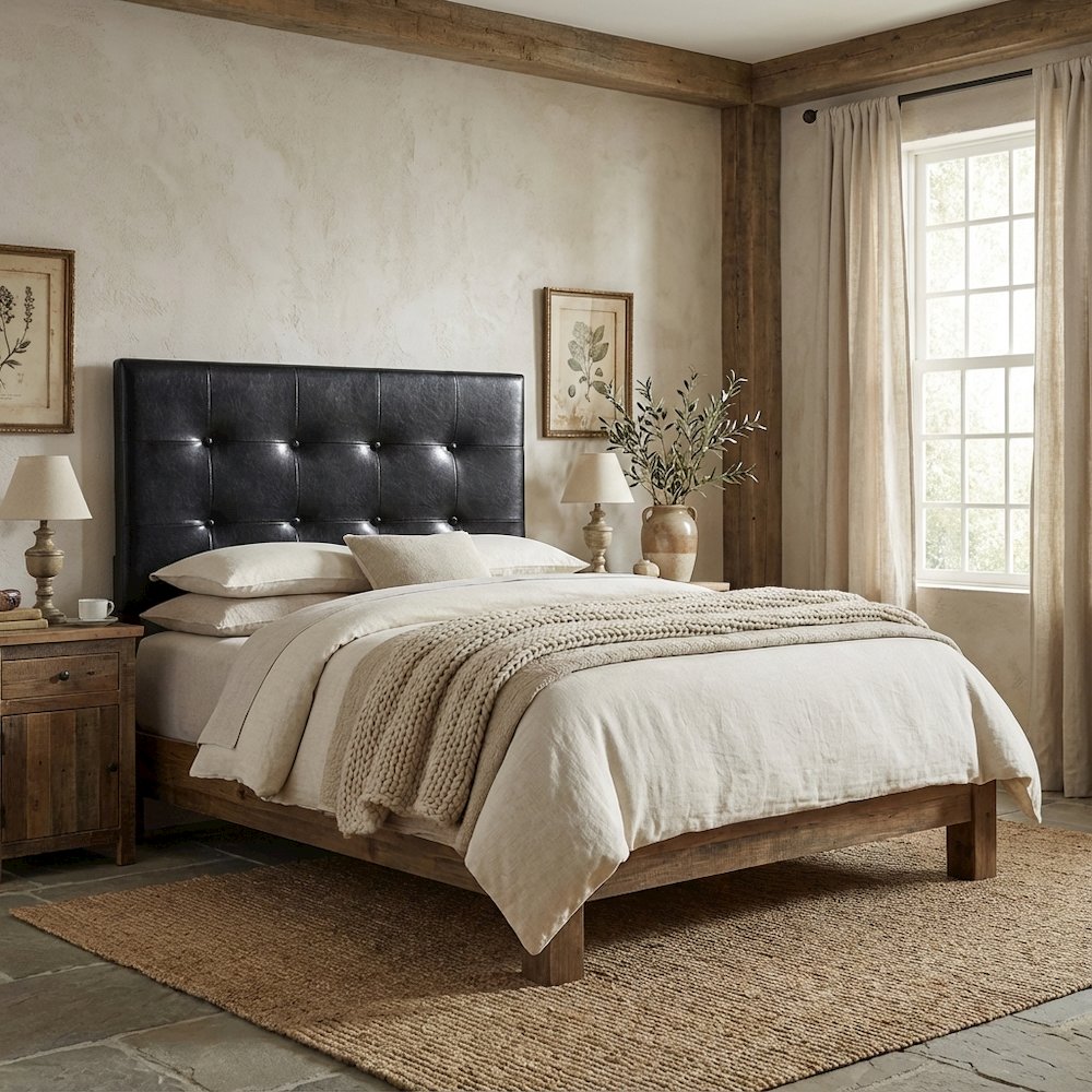 Black Twin Headboard with Casual Style and Sturdy Frame Construction